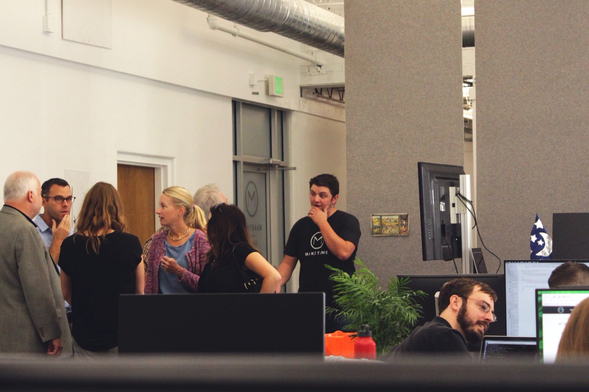 MakeTimeInc's tweet photo. Snacks, music and stimulating conversation. All in a day's work. #Manufacturing is a changing place. #MFGDay2016 #MadeWithMakeTime https://t.co/9JS88QO0p4
