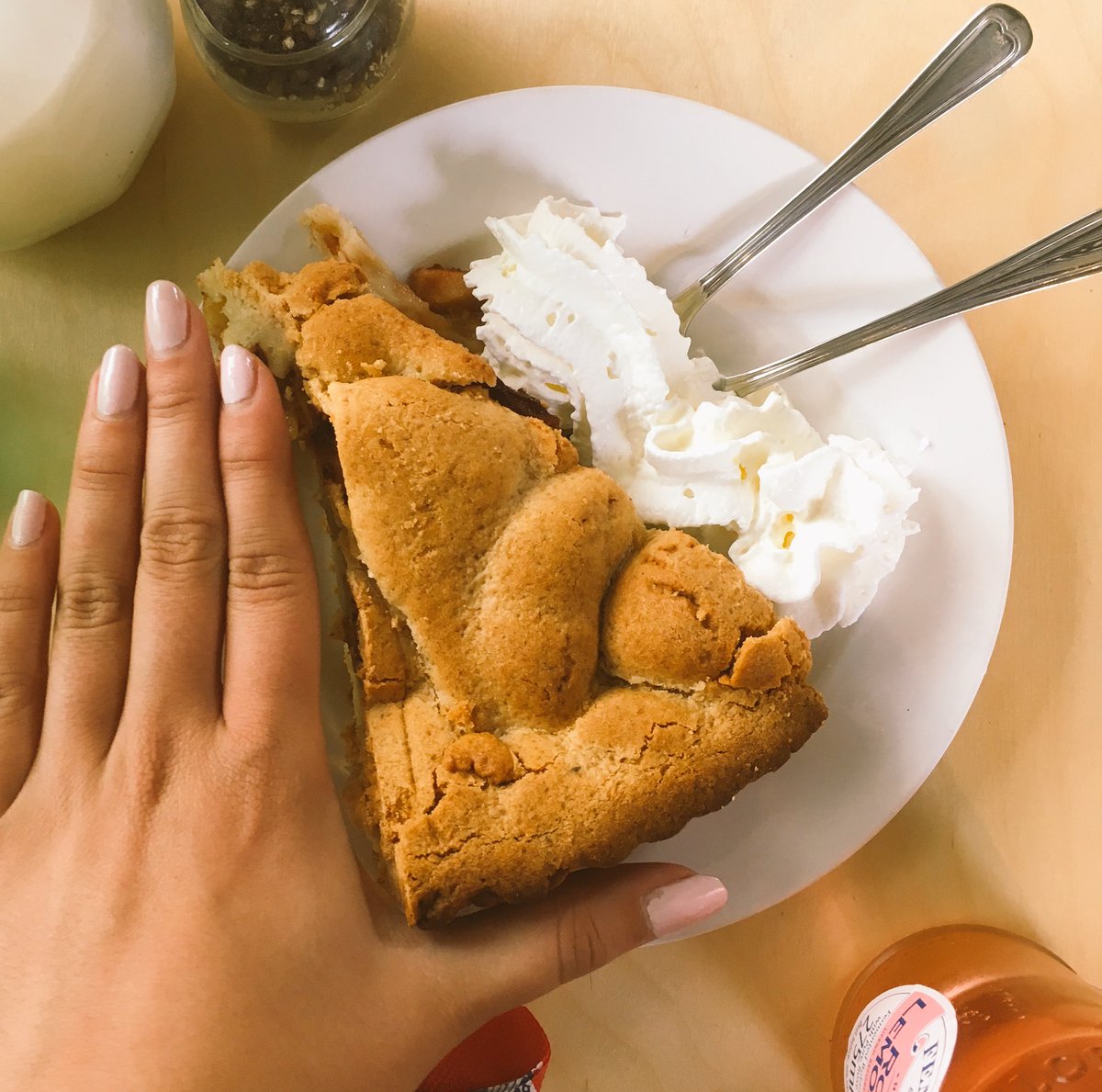 EllenHensbergen's tweet photo. We bestelden appeltaart en kregen een stuk ter grootte van m'n hand. #BarBoon #fatties https://t.co/7FaDKySV7c