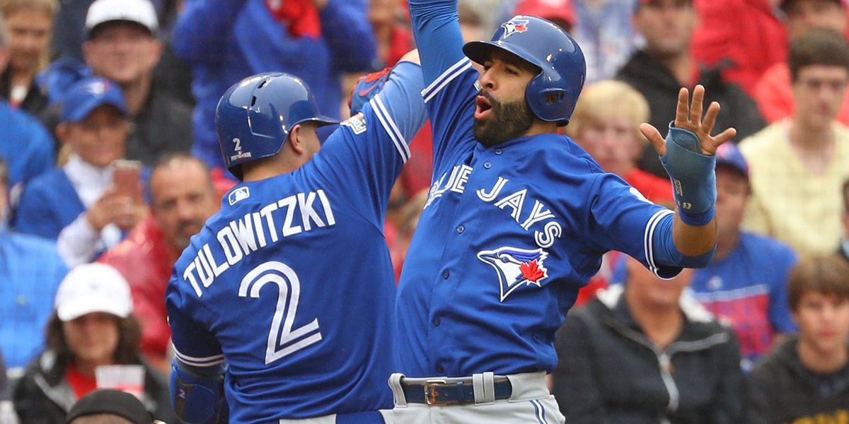 BleacherReport's tweet photo. That 2-0 feeling! #OurMoment 

Blue Jays hang on to beat the Rangers and will head home to Toronto with a chance to end the series #ALDS https://t.co/Lyjw4jMumH