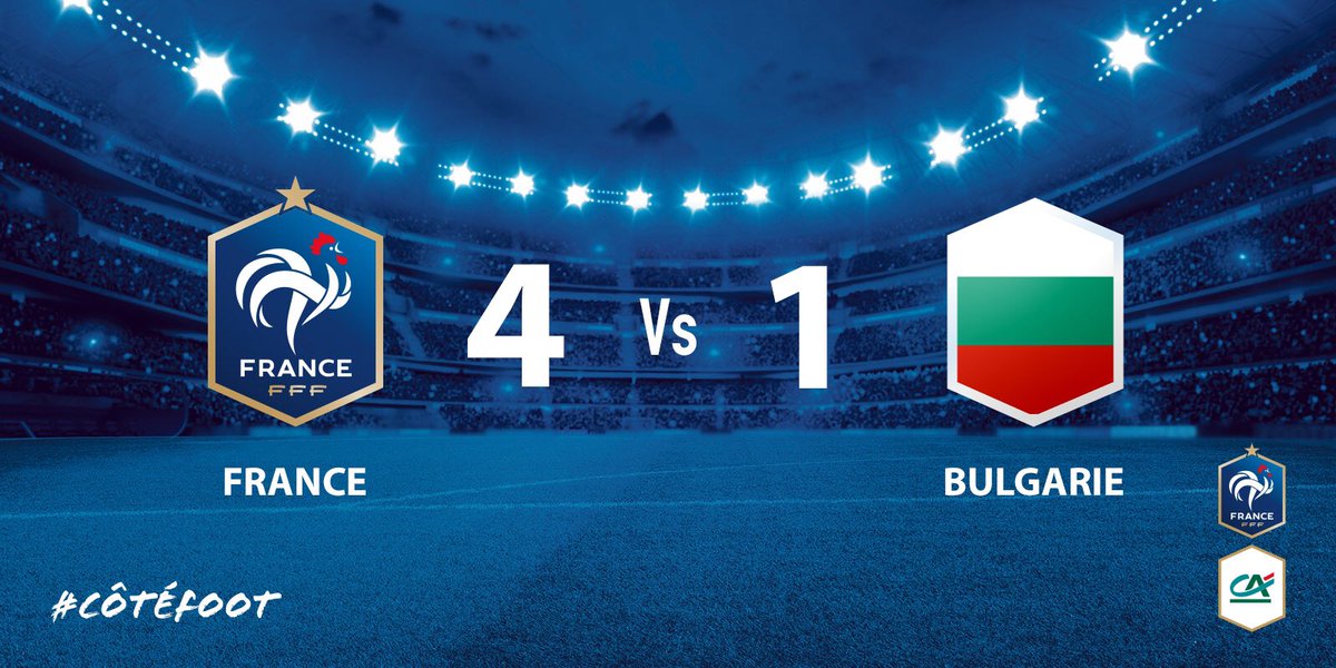 FRANCE🇫🇷 4⃣-1⃣ BULGARIE🇧🇬

TERMINÉ ! Les Bleus s'imposent grâce notamment à un doublé de Gameiro !!! BRAVO LES BLEUS !

#CôtéFoot #FRABUL