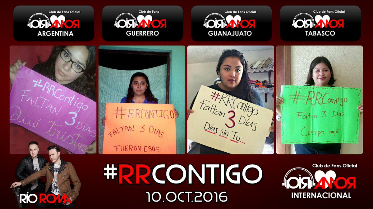 ClubOirAmor's tweet photo. #RRContigo 
"FALTAN 3 DÍAS" 
@RioRomamx 
"Que tristes fueron esos días sin tu cuerpo aquí" 
@Raul_Roma @JoseLuis_Roma 
#4toSencilloELPCEEME https://t.co/25co2LblCa