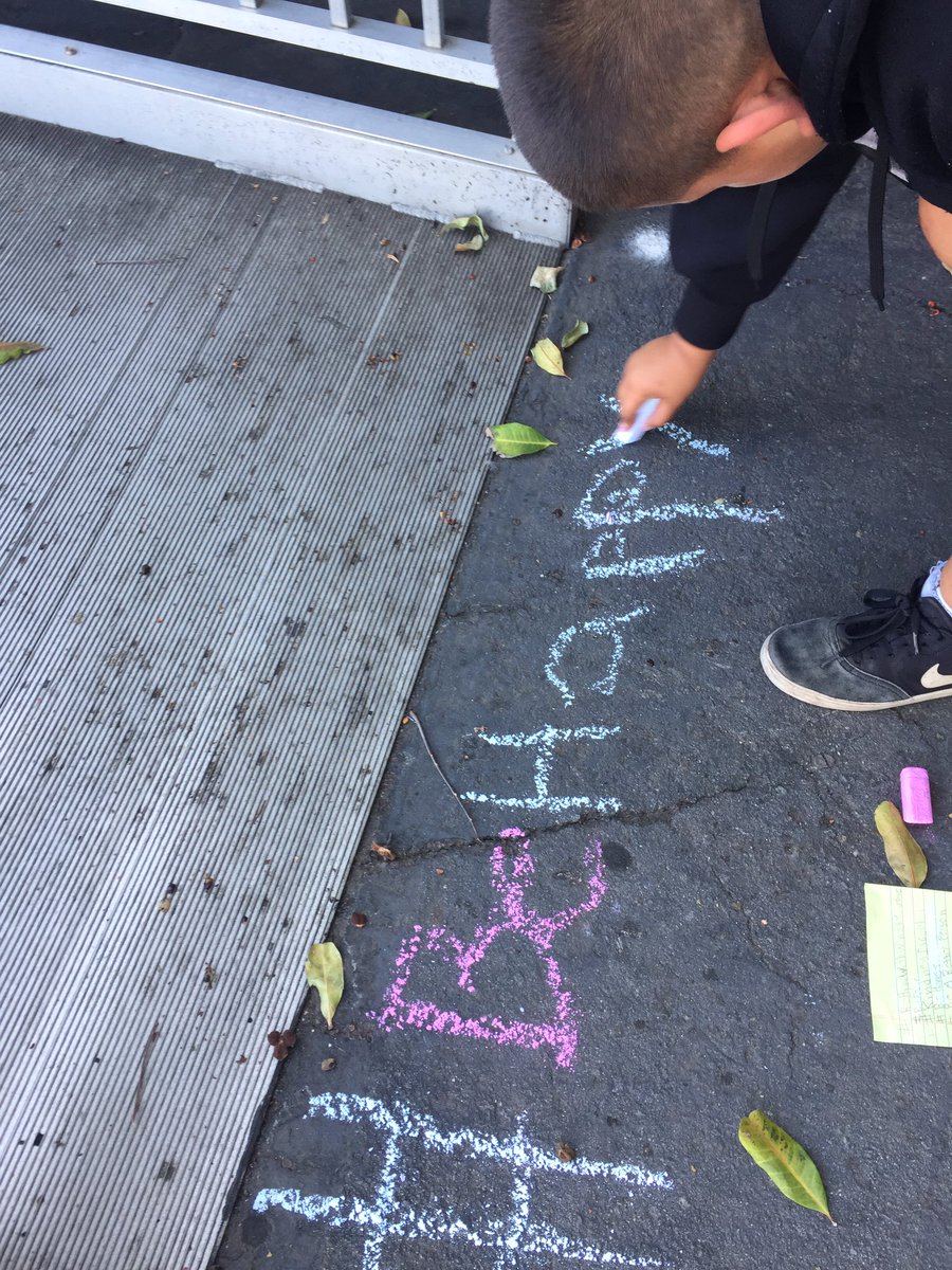 MrJesseRich's tweet photo. @KCNSschools students spreading positive messages across the blue school campus as part of #ProjectHashtag. https://t.co/QuBzLdcqkl