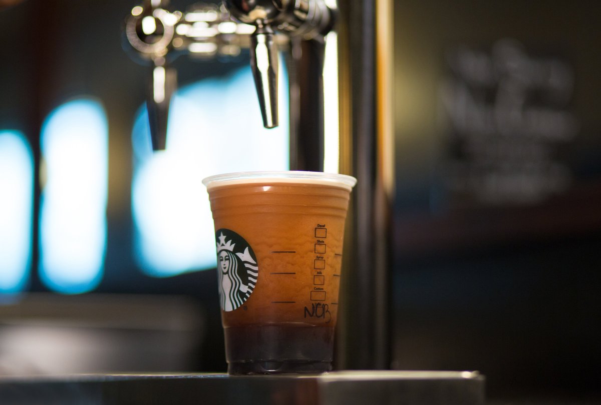 Starbucks's tweet photo. #NitroColdBrew: a velvety cascade of delicious. https://t.co/jbgUkG5RJP