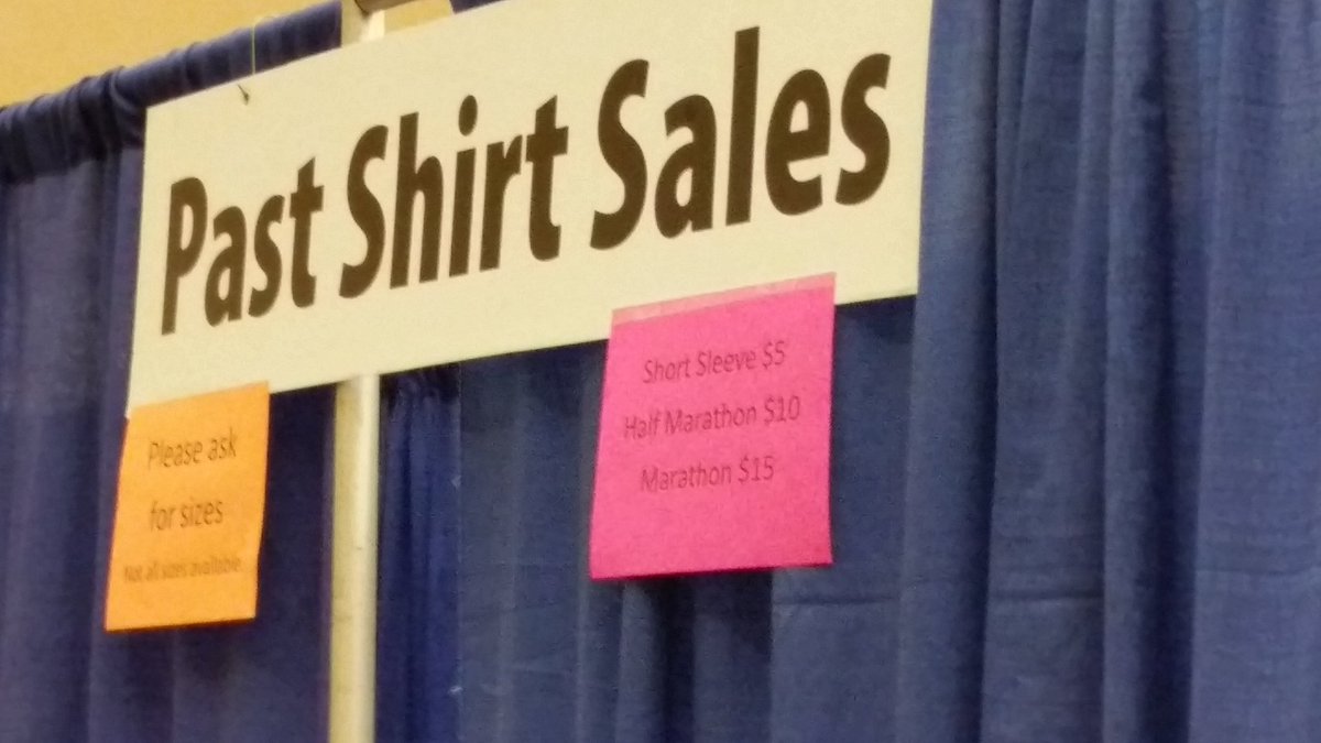 VictoriaMarathn's tweet photo. Need to stock up on #techshirts? Drop by the #Expo for some great deals on shirts from past races https://t.co/ytlrKx8LK6