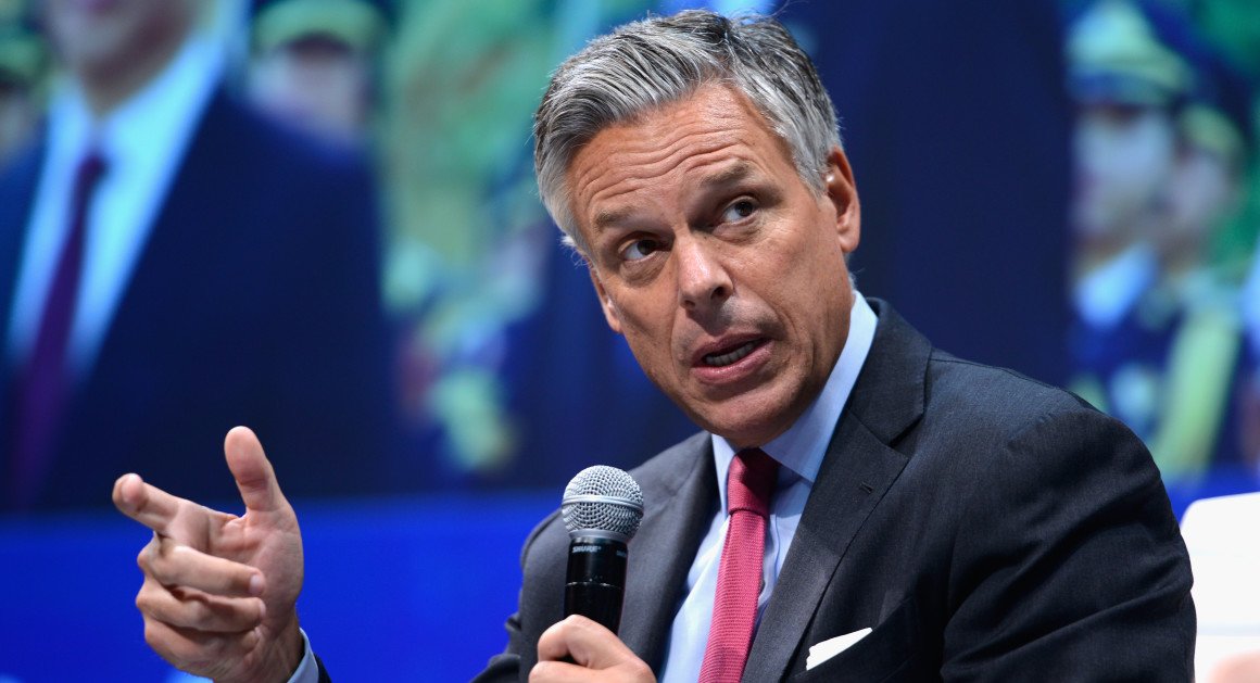 politico's tweet photo. Jon Huntsman calls on Trump to drop out of the race https://t.co/IoMtcAD0gO | Getty https://t.co/3jqAmt9faV