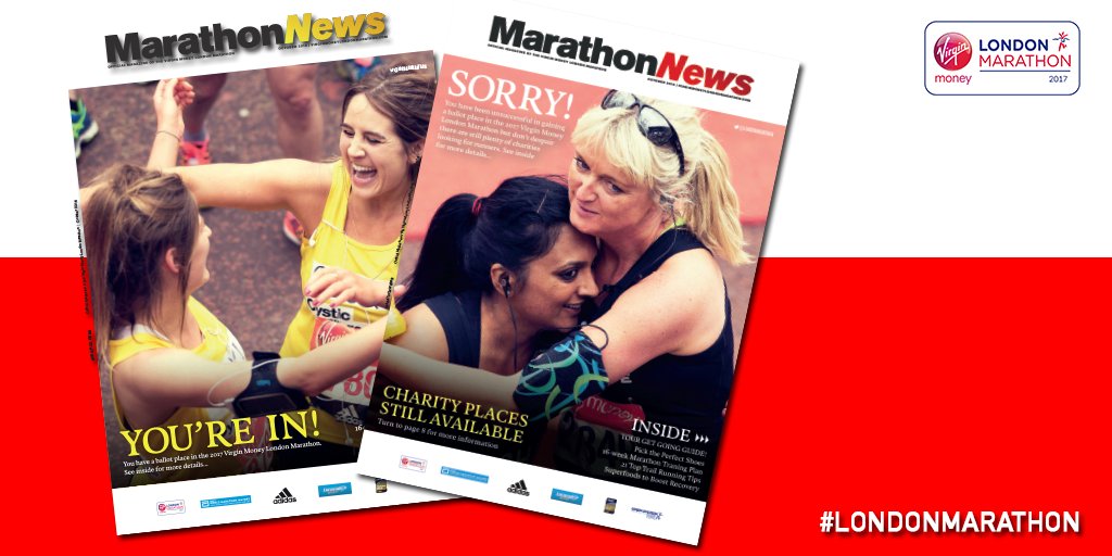 Here are the magazines that will land on doormats next week telling ballot entrants whether or not they’ve been successful! #LondonMarathon
