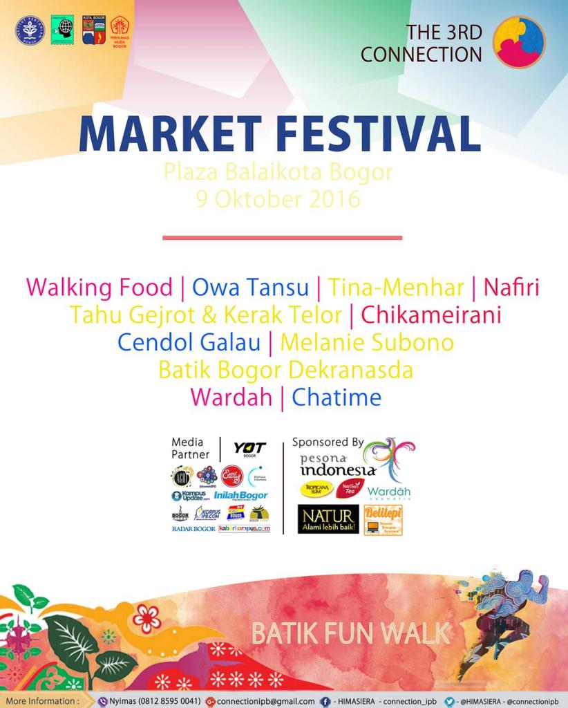 ConnectionIPB's tweet photo. [MARKET FESTIVAL 3RD CONNECTION]

Akan ada banyak booth! Tunggu apa lagi?

Start from 6 a.m! https://t.co/FPXL3CxF4P