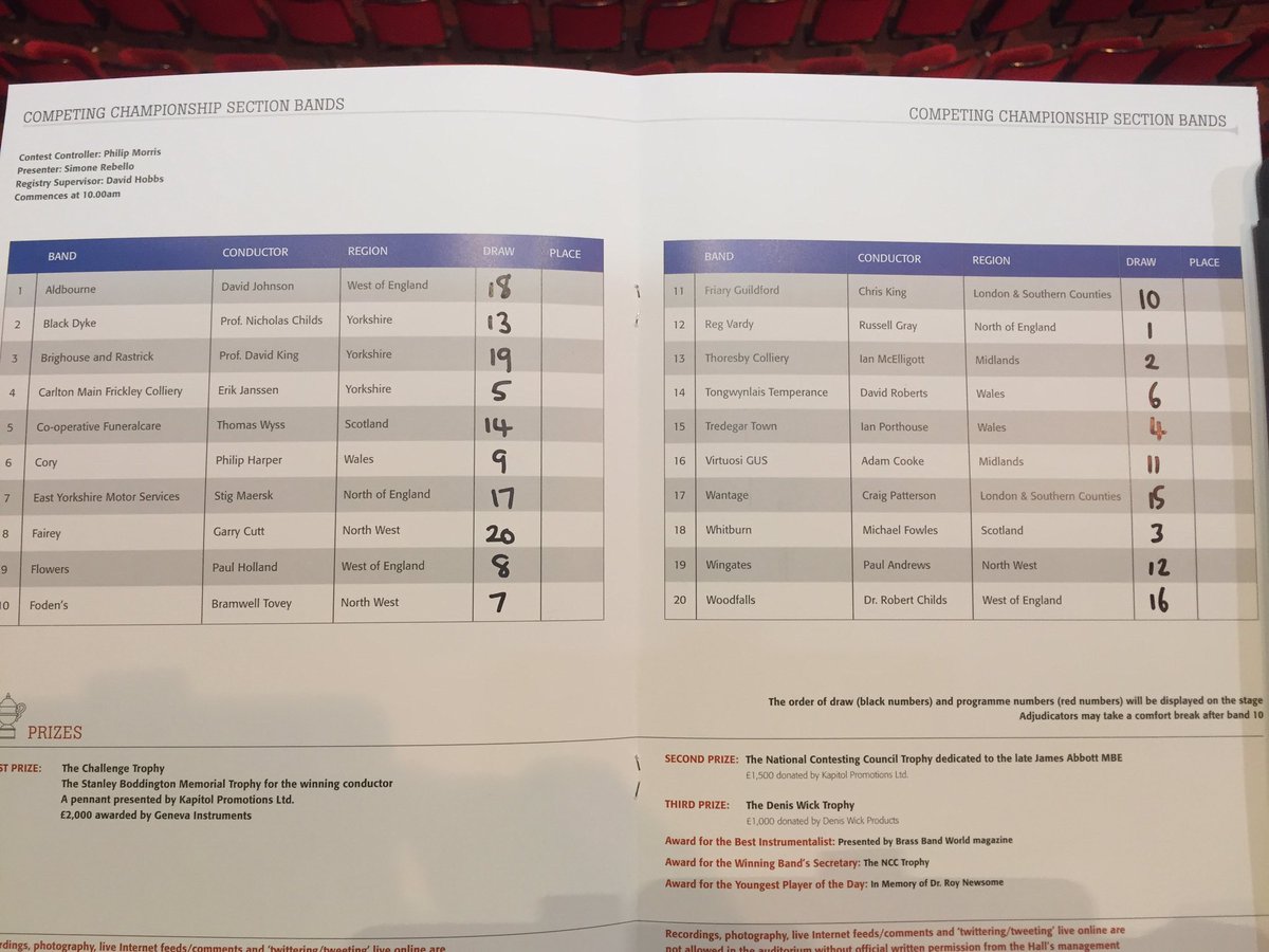 TheEuphonium's tweet photo. Full draw for #nationalfinals2016 https://t.co/7O54NU1zFe