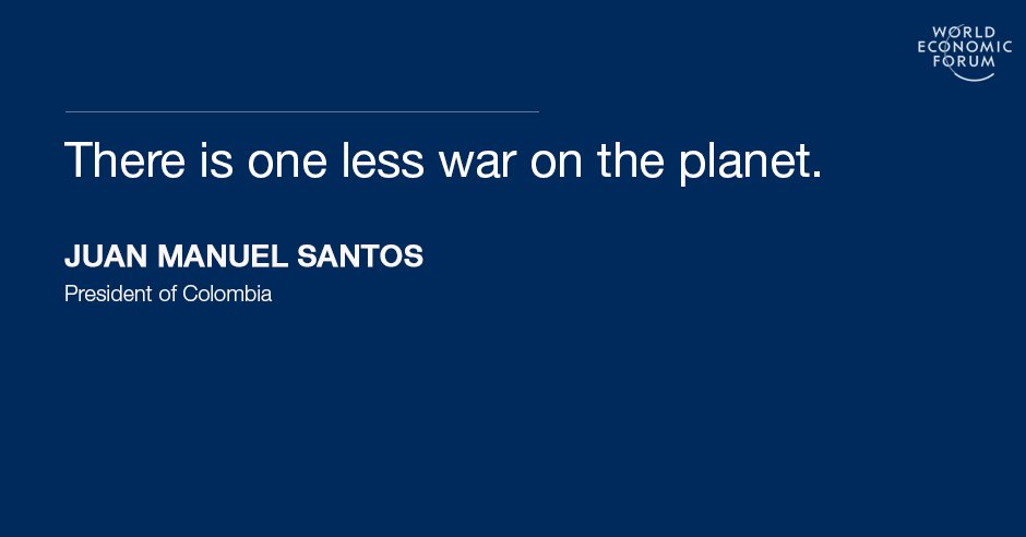 World Economic Forum (@wef) on Twitter photo Juan Manuel Santos, Colombia president, wins Nobel Peace Prize. Here's why wef.ch/2dk1GzV Juan Manuel Santos, Colombia president, wins Nobel Peace Prize. Here's why wef.ch/2dk1GzV