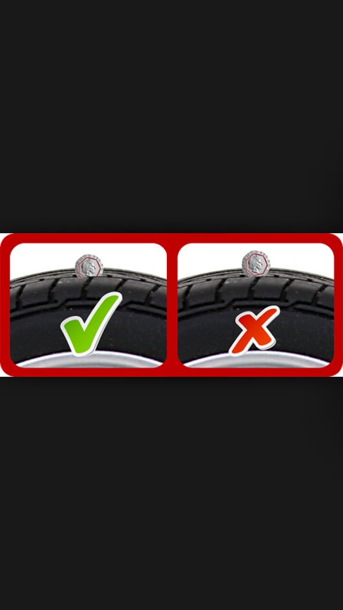 Using a 20p coin is a good way to measure your tyre wear on your vehicles. #RoadSafety