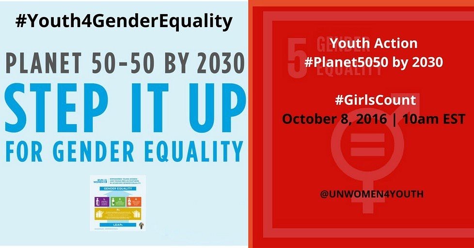 njerikimz's tweet photo. It's time again for the #youth4genderequality chat. Let's talk why #GirlsCount.Join us today 10am EST @UNWOMEN4Youth
#NYWLGlobal #FemHub https://t.co/OztP70fnUA