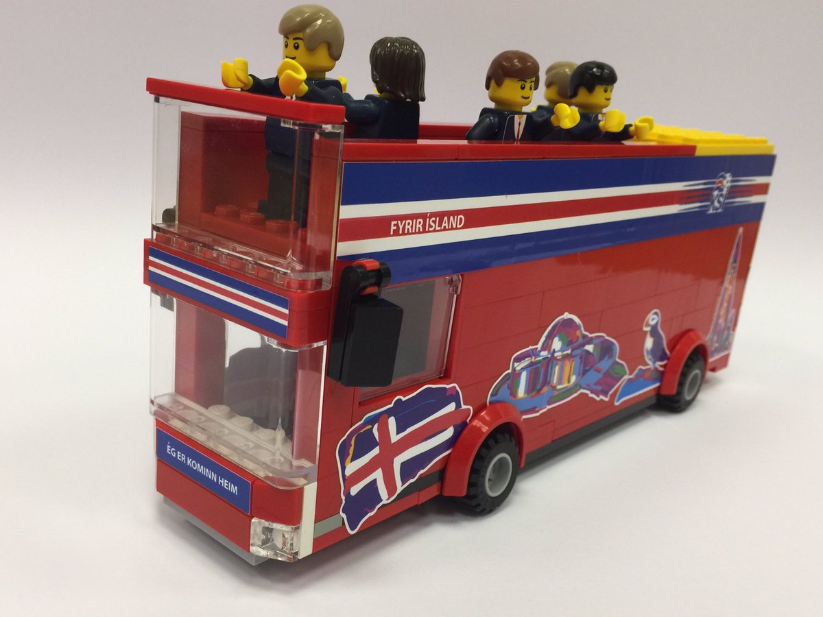 printabrick's tweet photo. Check out our official &amp; exclusive Iceland homecoming parade bus kit. Available to pre-order now! #Iceland #eurochamps #lego https://t.co/xOB2O5V21T