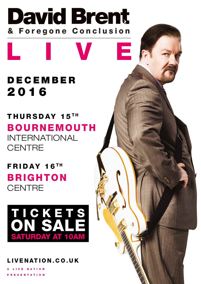 Ricky Gervais on Twitter: "Tickets go on sale at 10am Today! Good Luck