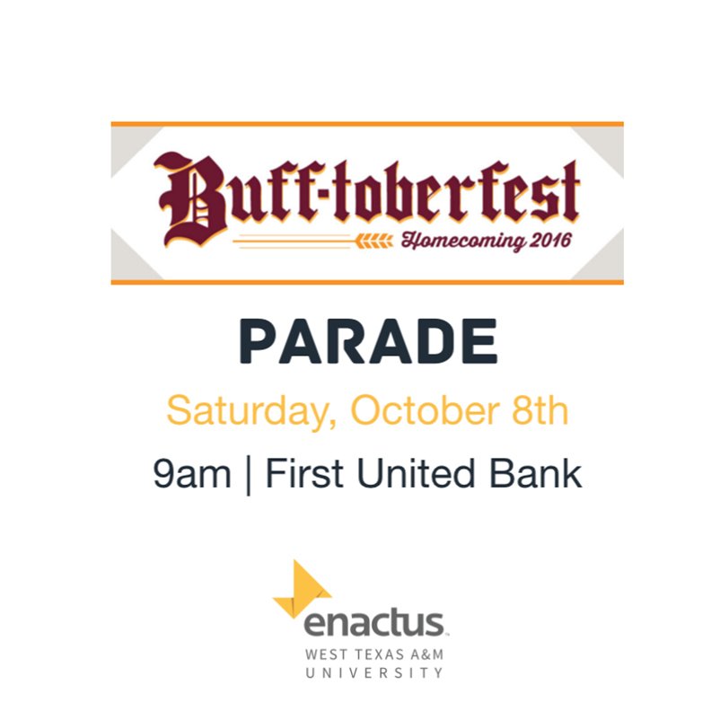Today is the day! Join us in the FUB to celebrate #Homecoming and walk the parade! 
Wear your Enactus gear! #gobuffs