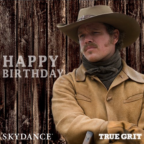 Skydance's tweet photo. Skydance wishes the amazing Matt Damon a great birthday! #HappyBirthday!
#TrueGrit #MattDamon #birthday #HBD #HappyBirthday #LaBoeuf https://t.co/ZLrjwRIScp