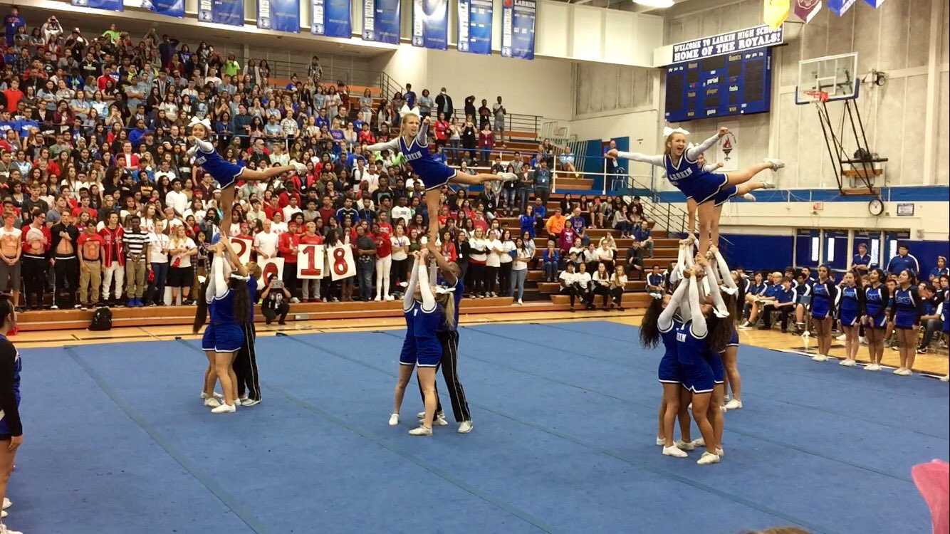 Larkin Cheerleading on Twitter assembly and debuting