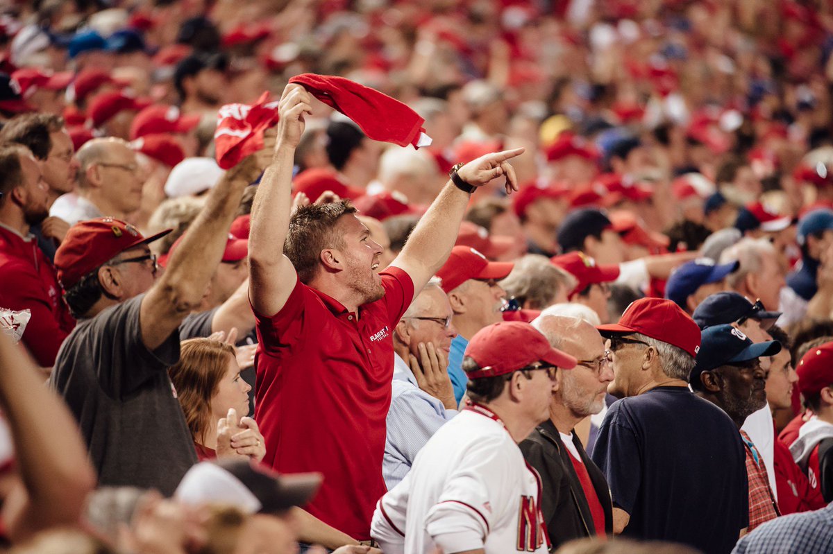 Nationals's tweet photo. 7 hours till Game 2... Wear red. Arrive early. Stand up. Stay loud. #RedAllOver #OnePursuit https://t.co/FcPdq1avc8