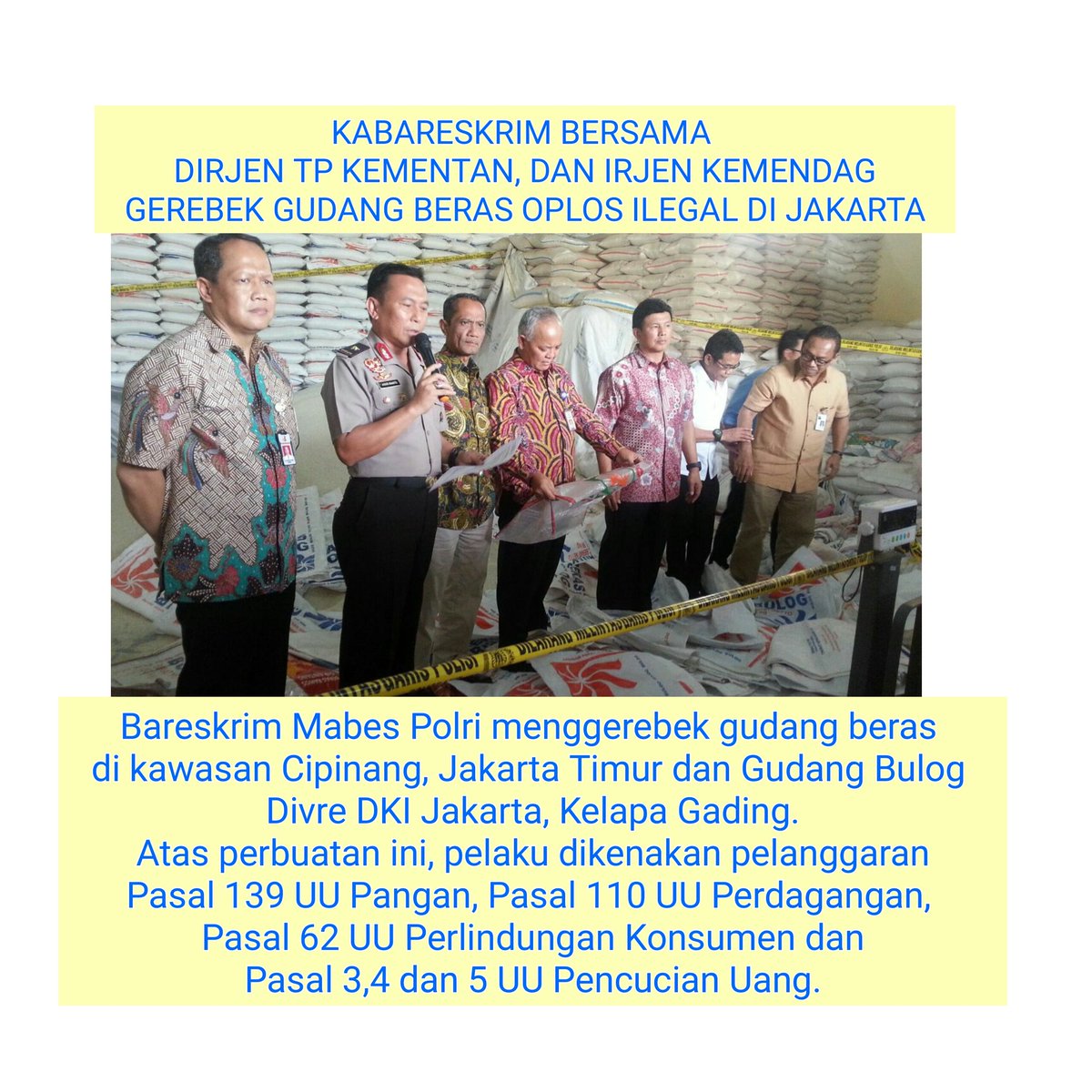 katnosabdaalam's tweet photo. Kementan dan kemendag serta kepolisian grebek gudang beras oplosan https://t.co/lgXENMJ5Ou