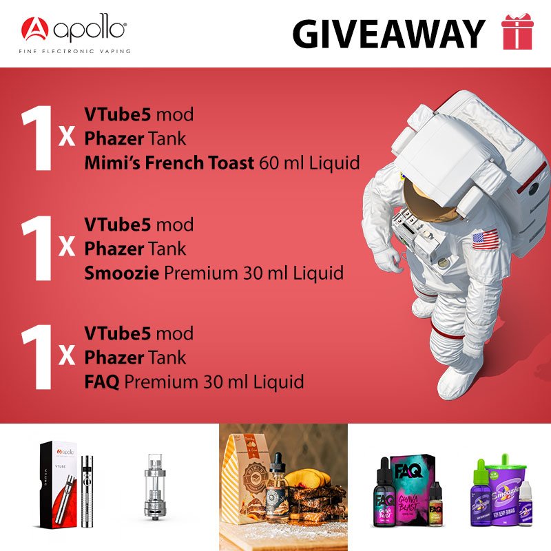 apollovapes's tweet photo. Time is running out! Have you entered yet? https://t.co/gUBV7dUkGT
#ApolloEcigsUK #vaping #vapers #vape #ecig #competition #giveaway https://t.co/5dgwiFUzyr