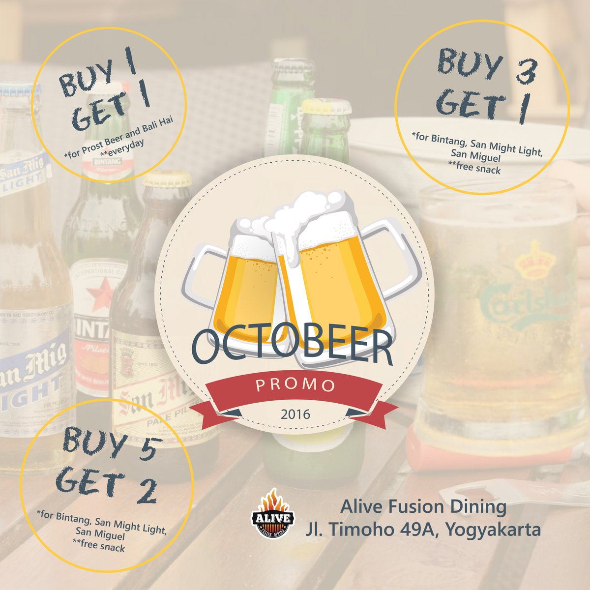 OCTOBEER PROMO!!🍻🍺BUY 5 GET 2 AND BUY 3 GET 1 for Bintang, San Might Light, and San Miguel!
BUY 1 GET 1 for Prost Beer and Bali Hai! Yay!🙌
