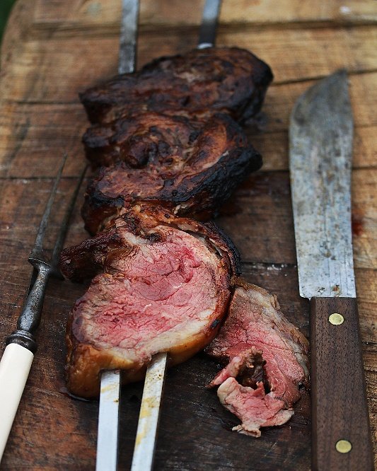 Goat picanha.. #goatober...brushed with chimichurri rojo...please rt and help get the word out #bbq #goat @cabritogoatmeat