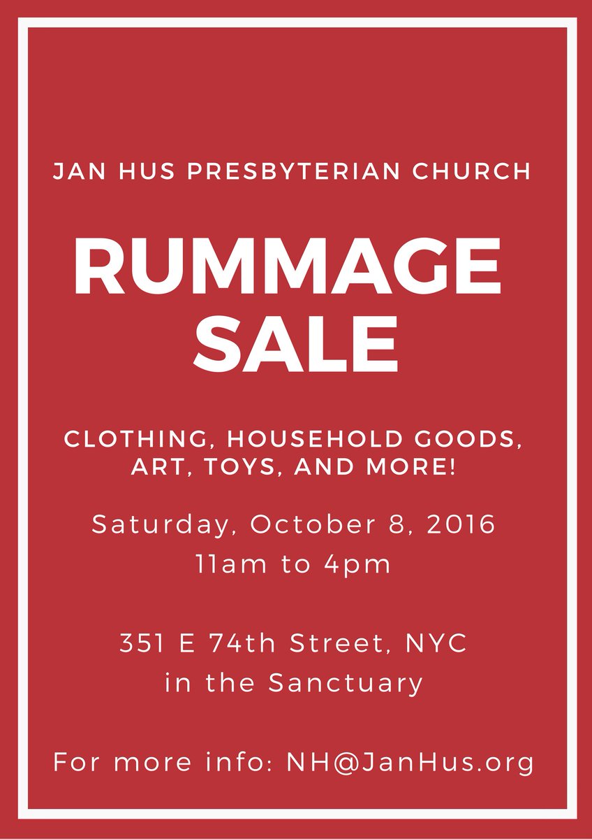 JanHusPC's tweet photo. Our Rummage Sale is today! Come out from 11am to 4pm! Art, antiques, and more! #NYC #YARDSALE https://t.co/4oBuuQ4uvd