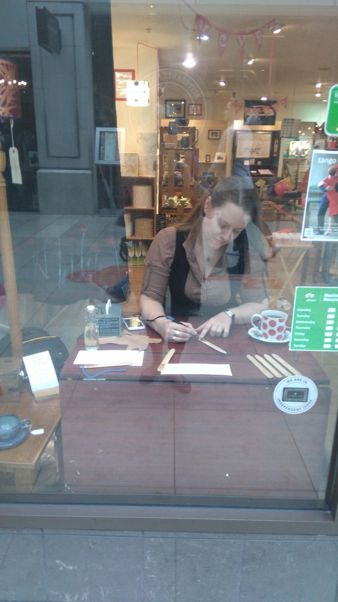 FabricationLDS's tweet photo. The fab anachronalia is in our window today doing demos pop in for cake &amp; fizz too @thelightleeds #indieleeds #Leeds https://t.co/zEEEyrPzbM