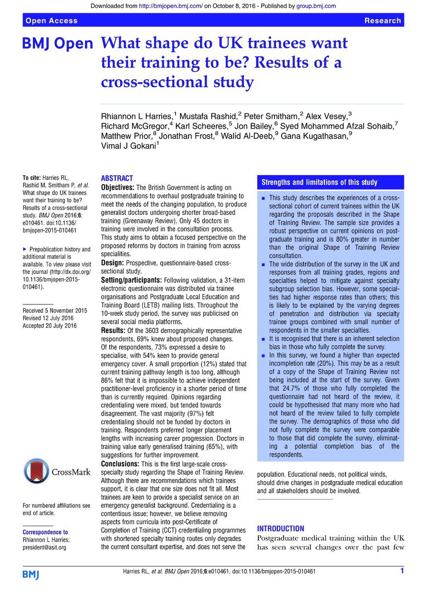 9 trainee associations consult 3603 pan-specialty trainees on #shapeoftraining proposals. Published in <a href="/BMJ_Open/">BMJ_Open</a> bmjopenbeta.bmj.com/content/6/10/e…