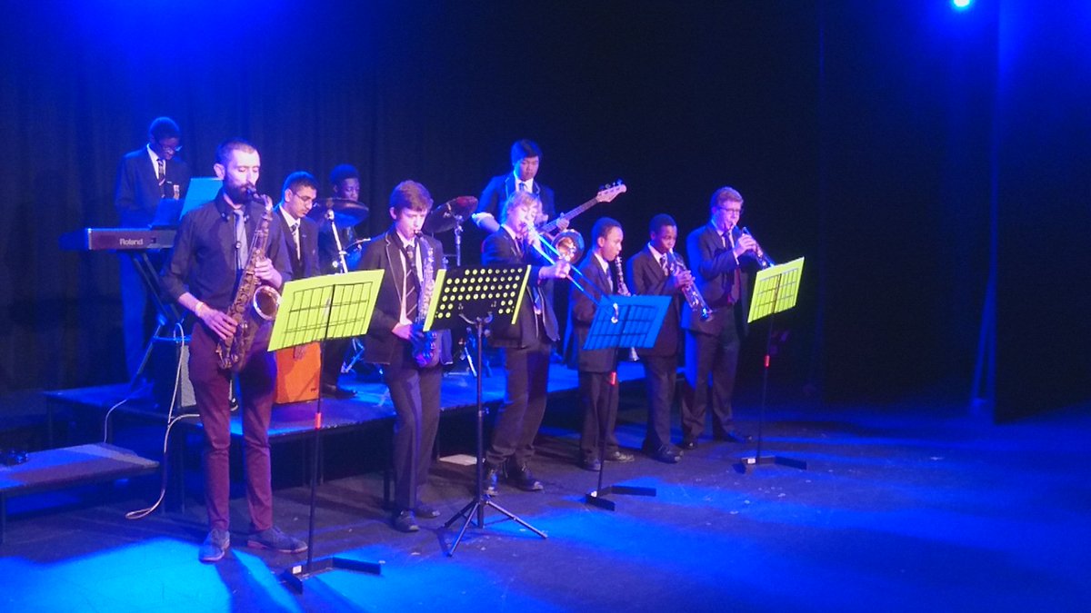 St_Ignatius's tweet photo. A great time had by all as our Jazz Band and student band perform at the #pineapplepunchfest in the Dugdale Theatre. Bravo! @EnfieldCouncil https://t.co/rjaSoA26Et