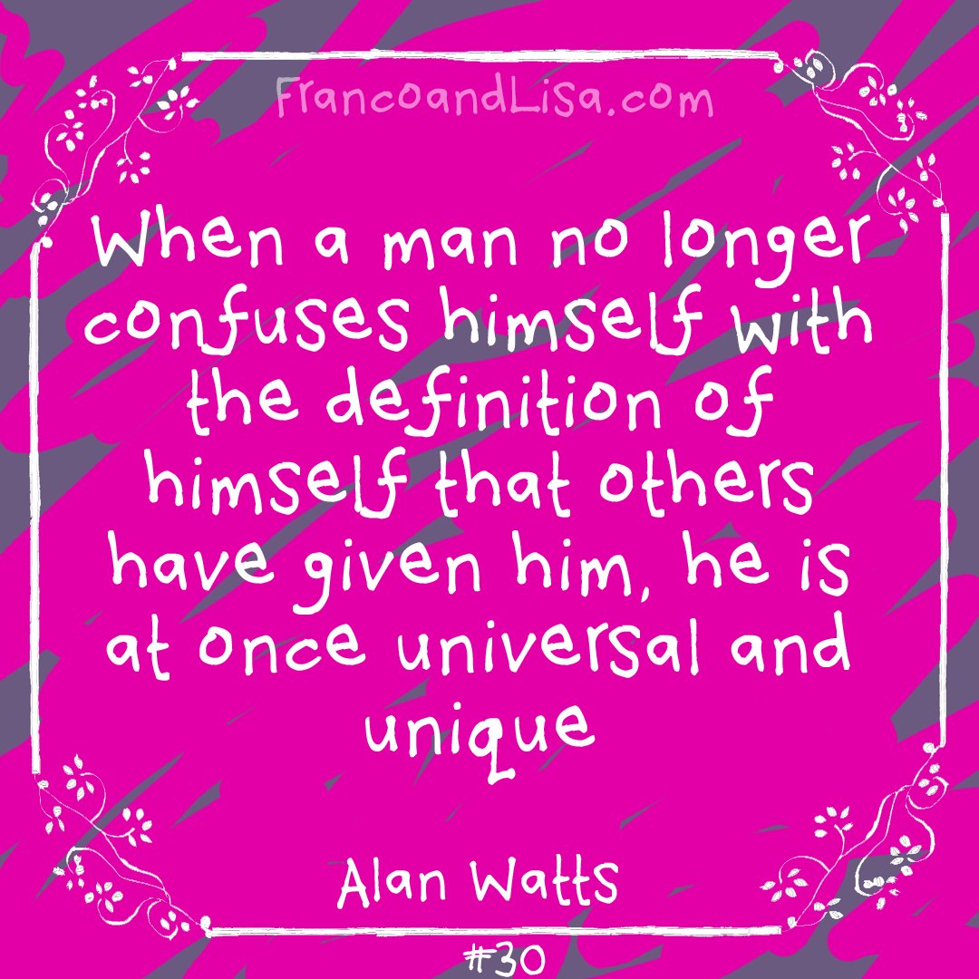 francoandlisa's tweet photo. Starting the weekend with this gem from Alan Watts, author of The Wisdom of Insecurity. Have a good one!  #alanwatts https://t.co/jmmcjbYWL2