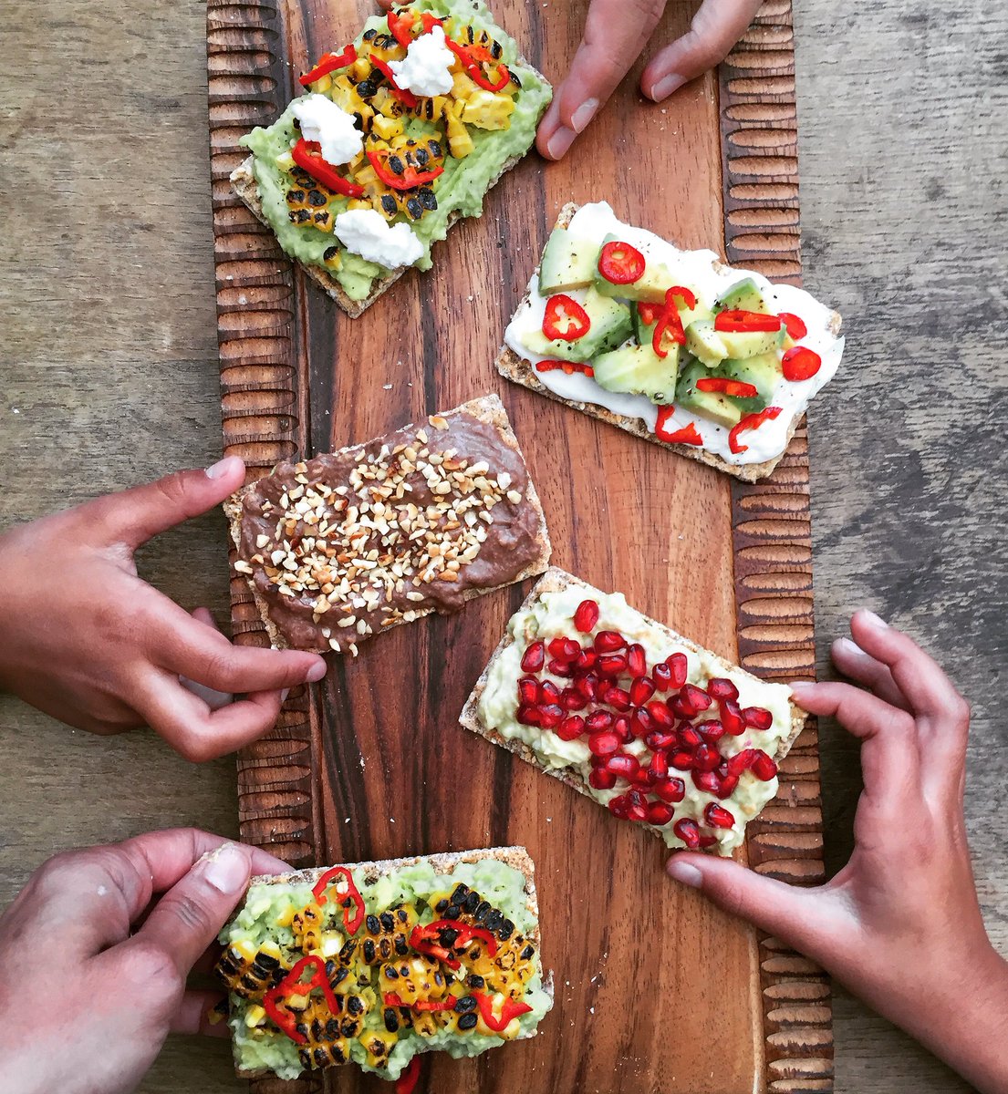 Chetna Makan (@chetnamakan) on Twitter photo Starting with Avocado toasts, different toppings from <a href="/jamieoliver/">Jamie Oliver</a> book 'Superfood Family Classics' #familysuperfood Starting with Avocado toasts, different toppings from <a href="/jamieoliver/">Jamie Oliver</a> book 'Superfood Family Classics' #familysuperfood