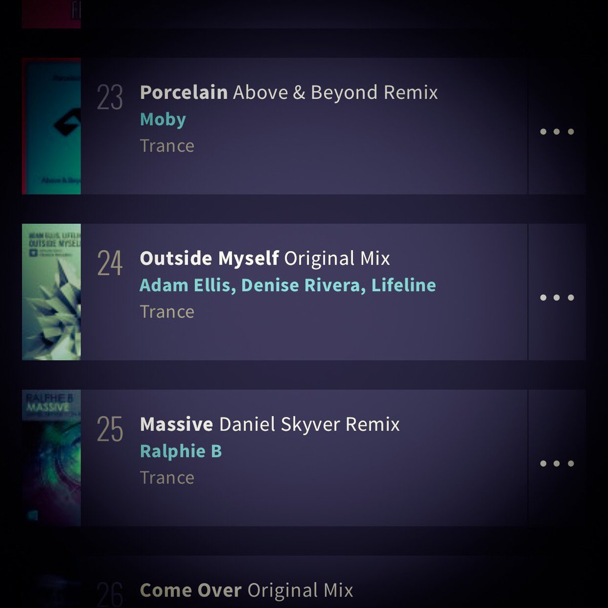 Only a few spots from a top 20 hit! Thanks for your support! @AdamEllisDJ <a href="/DeniseRivera/">Denise Rivera</a> <a href="/RazNitzan/">Raz Nitzan</a> <a href="/AmsterdamTrance/">Amsterdam Trance Records</a> #outsidemyself #trance