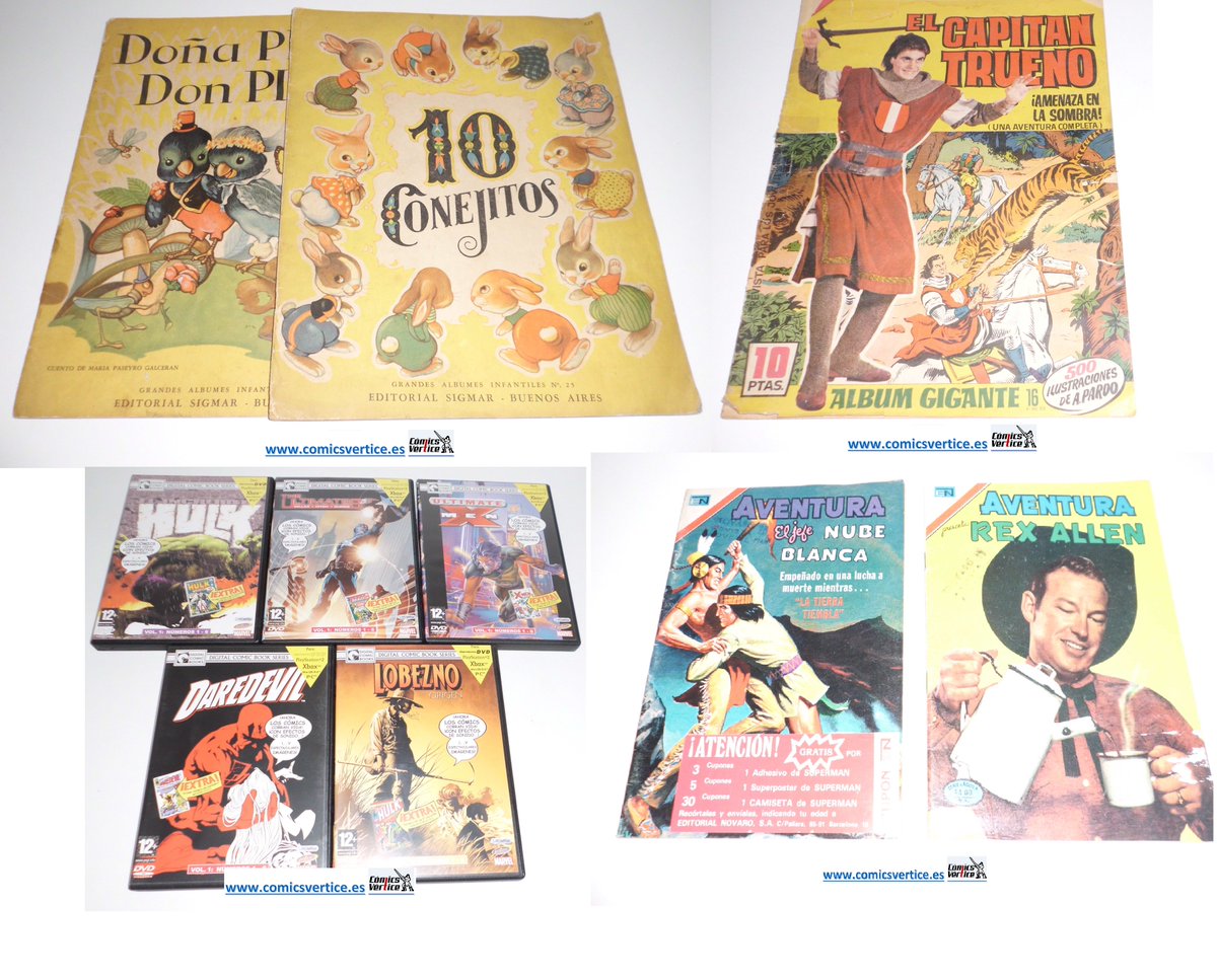 Estos lotes y 100 más los puede encontrar esta semana en subasta en nuestra página de ebay: www_comicsvertice_es 
ebay.es/usr/www_comics…