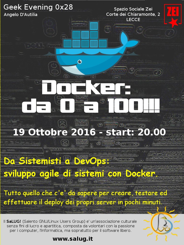 _SaLUG_'s tweet photo. #docker da 0 a 100 - 19 ottobre ore 20.00 @ Spazio sociale Zei - Lecce https://t.co/U0hQchoxGb