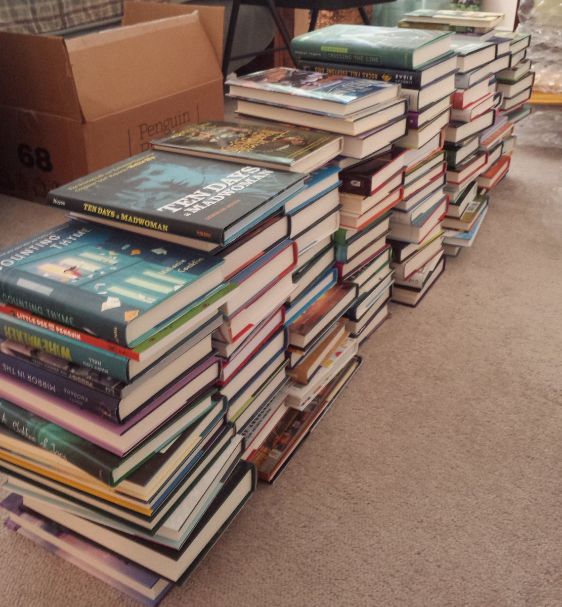 #trumanreaders award committee reading is in full swing. Thank you, publishers, for sending us great books! <a href="/penguinrandom/">Penguin Random House 🐧🏠📚</a> <a href="/MacmillanLearn/">Macmillan Learning</a>