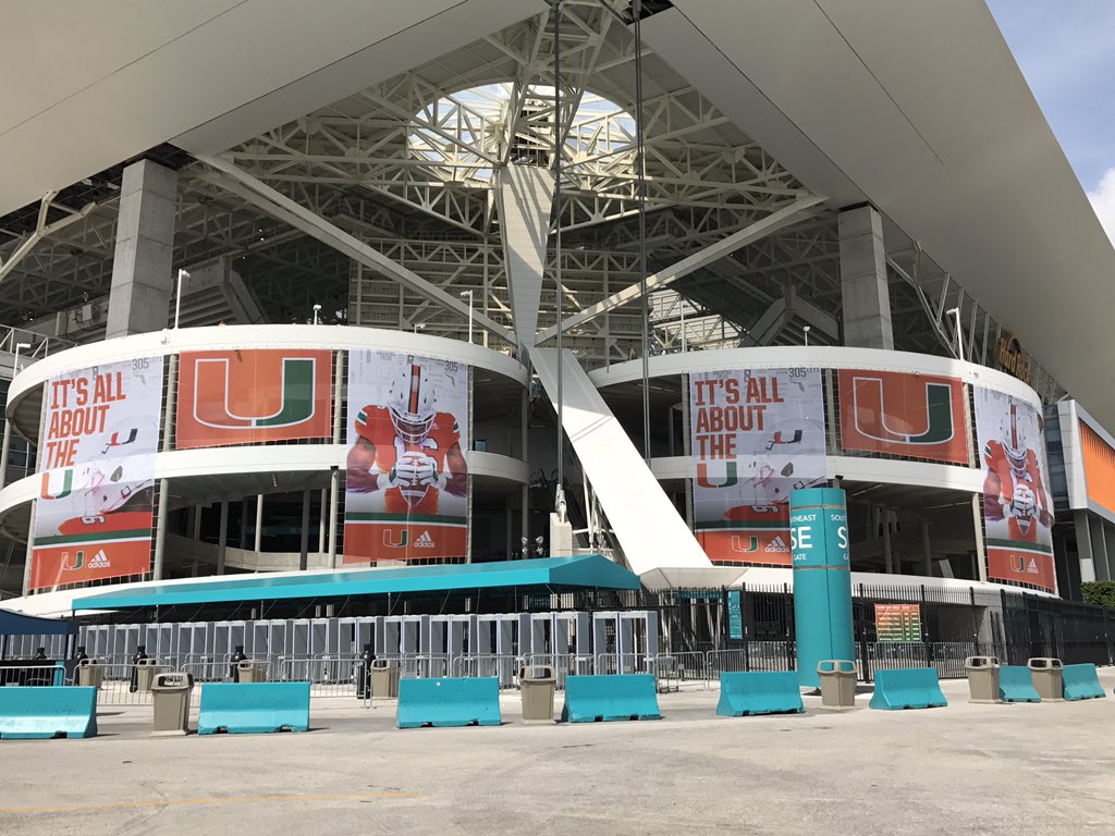 MiamiHurricanes's tweet photo. Canes fans might notice a little more decor at the stadium today.... 

#BeatFSU https://t.co/xGI9XXuHO1