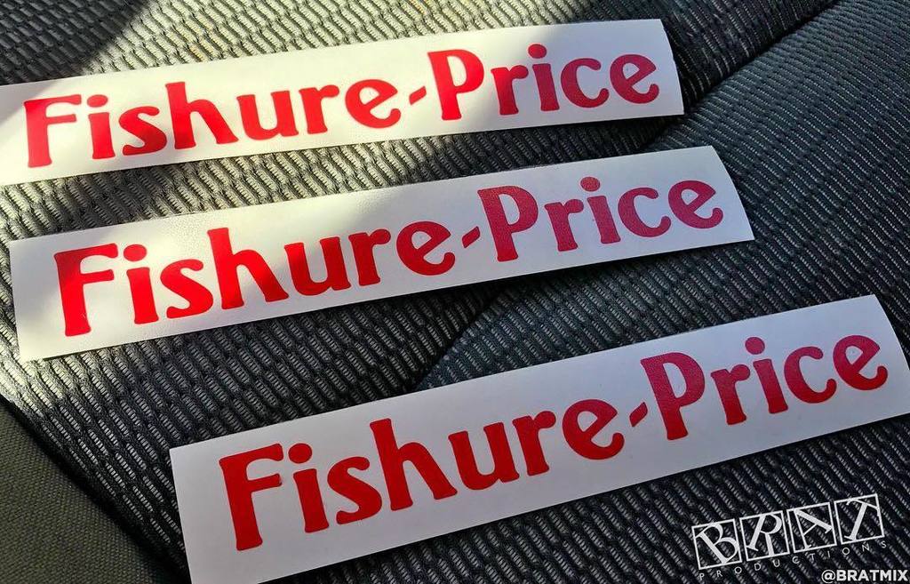 bratmix's tweet photo. Thanks to Jay at @stickerplacela for the sweet laser cut #FishurePrice stickers, and the battery tip! https://t.co/f76cg3x2YT