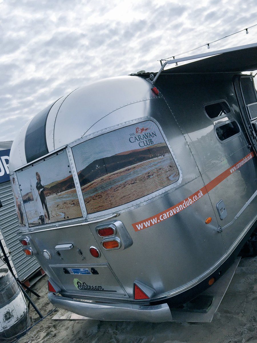 candmclub's tweet photo. We're pitched up in The Club's #airstream at the #Britishsurfchamps @SurfingGB come say hello https://t.co/GTEM8mLdS3