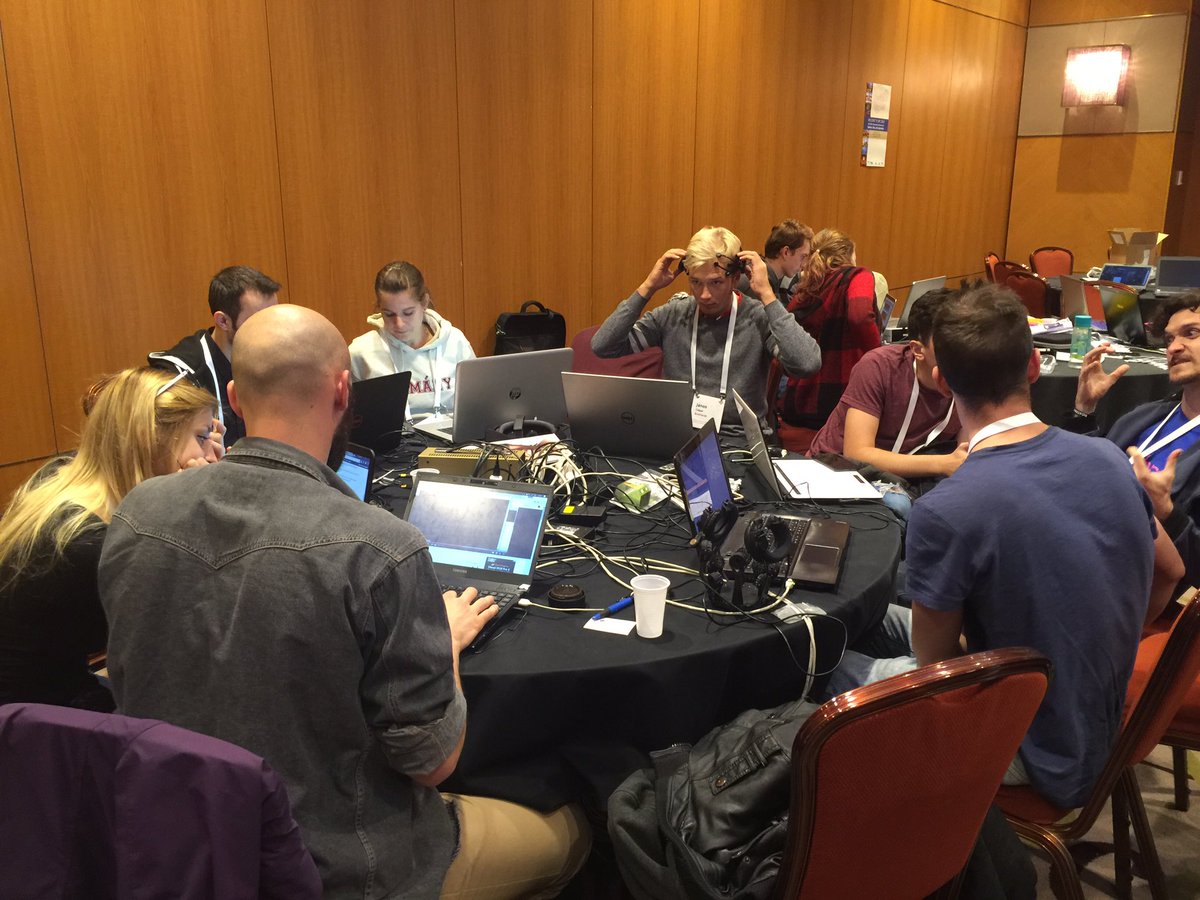 IEEEBrain's tweet photo. Scenes from the @IEEEBrain #Hackathon, currently underway! Seriously exciting projects are in the works. Great energy! #BMI #BrainHackathon https://t.co/ziLJEjXqe1