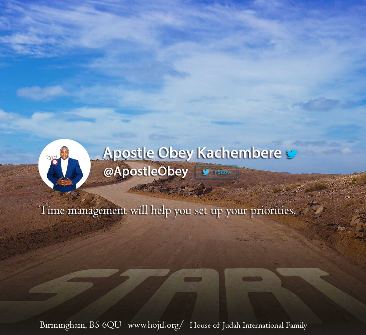 ApostleObey's tweet photo. Time management will help you set up your priorities.
#TimeManagement
#ApostleObey #HOJIF ⌚️ https://t.co/Sz1ME7Bcnq