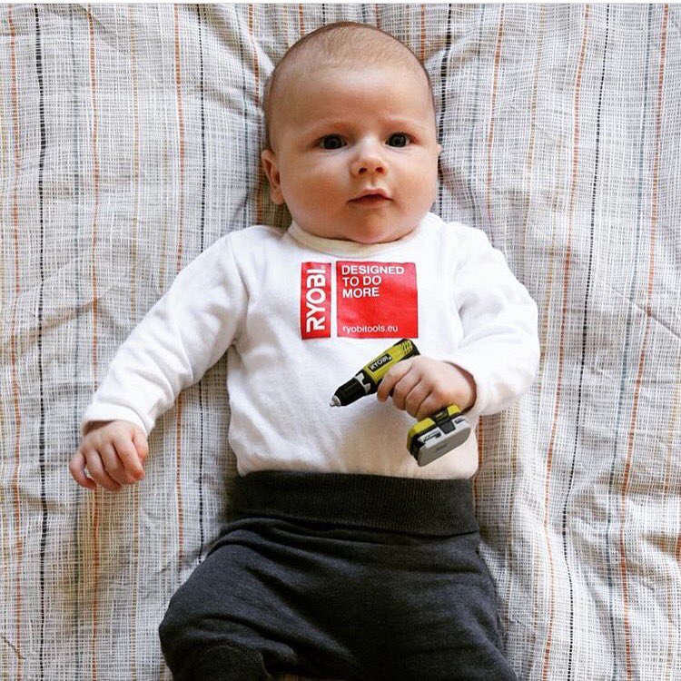 RyobiToolsEU's tweet photo. And the award for cutest DIY'er ever goes to this bundle of joy! ๐ https://t.co/CVBkNgwO3r #ryobibaby #ryobitoolseu https://t.co/Ald5doK5o6