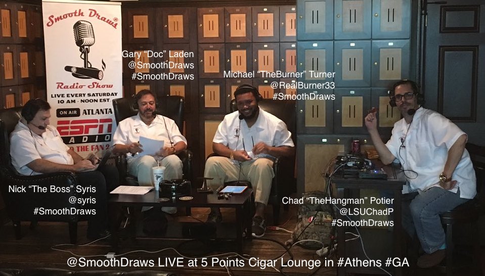 SmoothDraws's tweet photo. #SmoothDraws #ATL team really enjoying our LIVE broadcast from @5pointscigar in #Athens #GA. Drop by &amp; 'herf with us!
1720 Epps Bridge Pkwy. https://t.co/RH45PXGaof