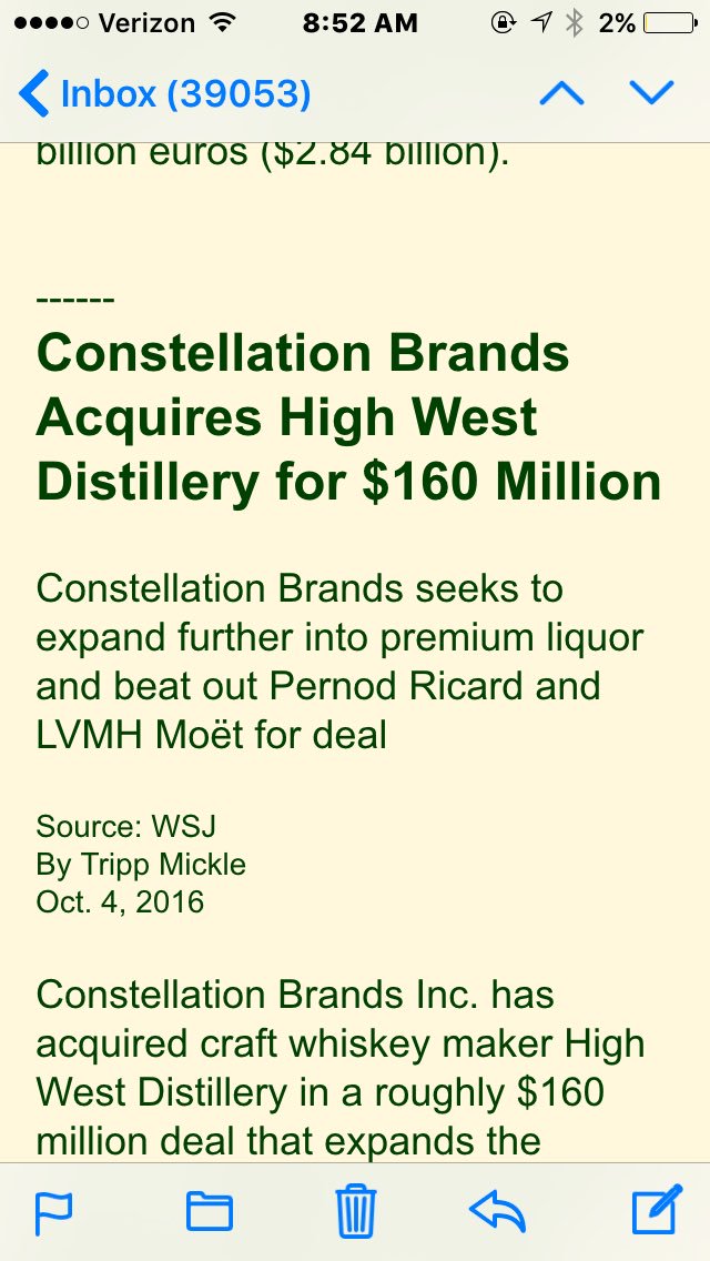 phillyrumrunner's tweet photo. @StartupGrindPHL @BenjaminsDesk This is the world that I live in. @drinkhighwest for $160M. Company founded 2007. #bourbonrush https://t.co/fZYqIWdd31