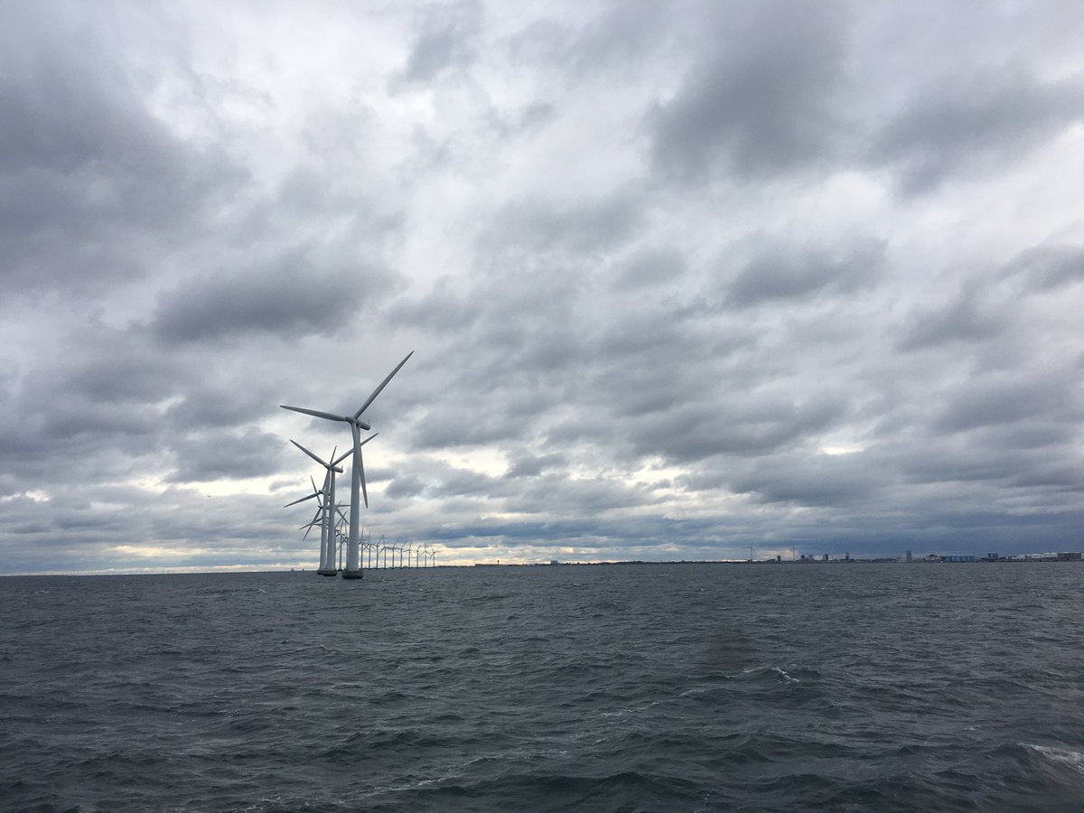 Dr_Jan_Geiss's tweet photo. Shakey boat trip to Middelgrunden Offshore windpark just off Copenhagen. Many questions by MPs from EU MS to Dong on @EUFORES_EU #IPM16 https://t.co/7JlSjxiIUJ