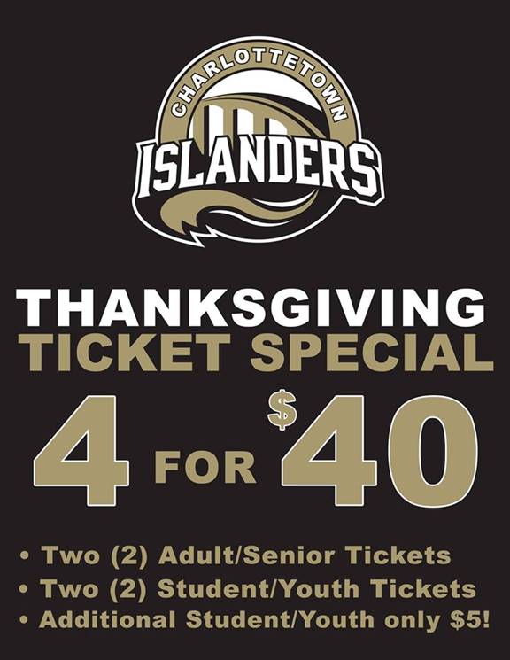 TheGreatGeorge's tweet photo. Try something different this Thanksgiving, head to the @IslandersHKY game! #supportlocal #supportpei #thanksgiving #charlottetown https://t.co/b82QaIeGQ2