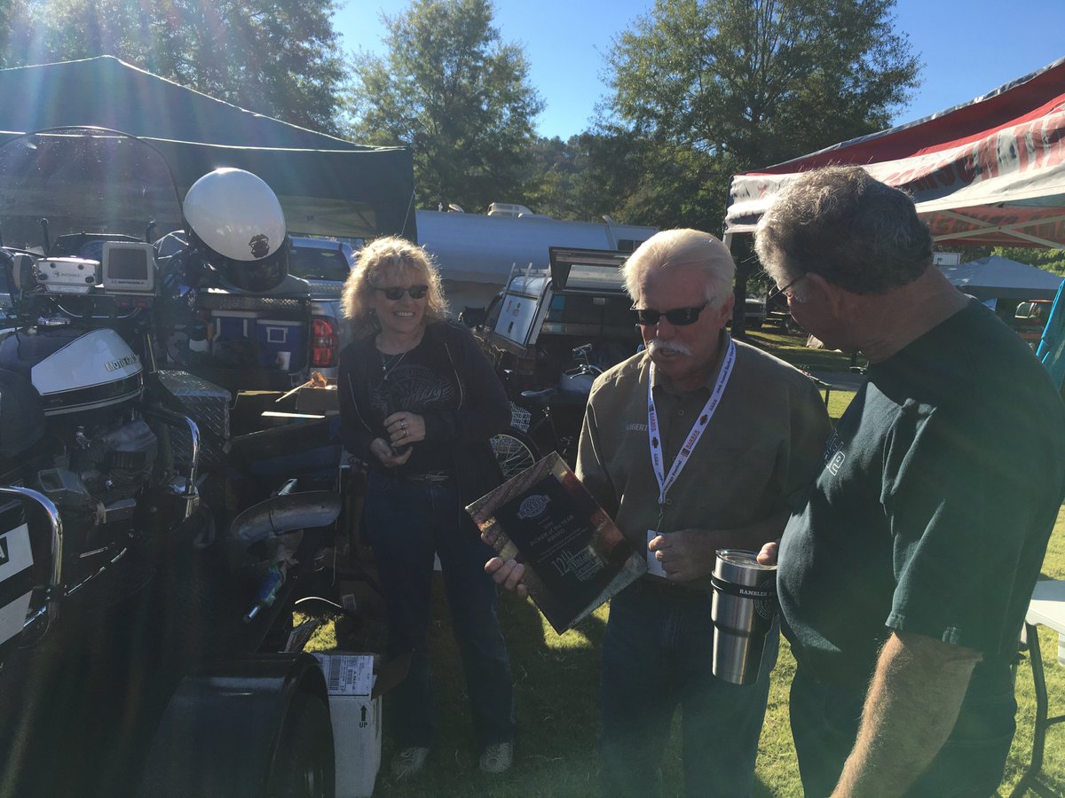 BarberMotorPark's tweet photo. Guess who's onsite! Wayne Carini from @ChasingClassicCars awarding our Picker of the Year trophy for a very rare 1981 MotoGuzzi.#2016BVF https://t.co/V9OW6LrNrA