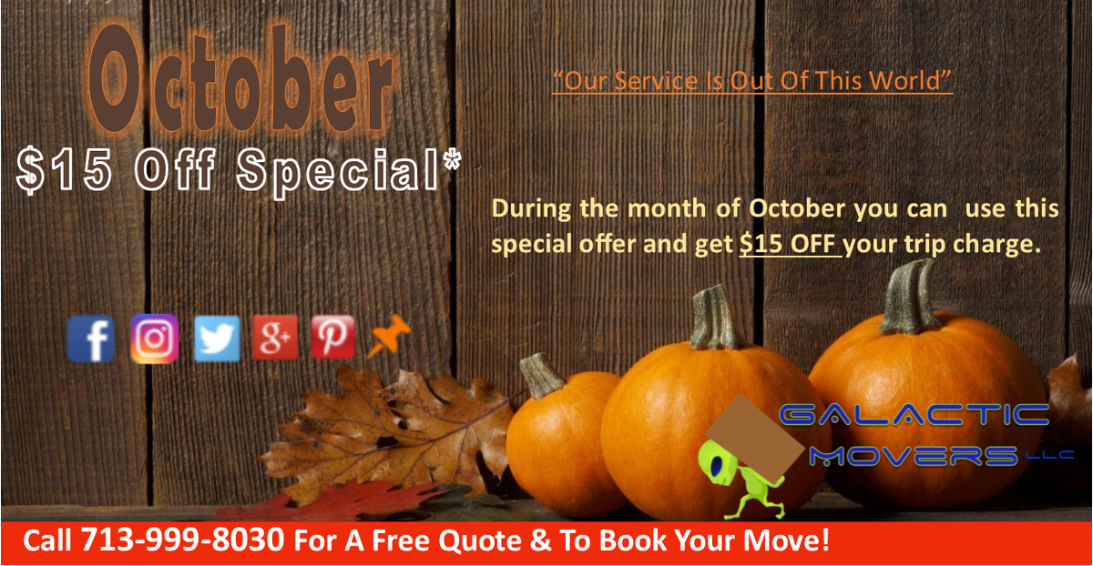 GalacticMovers's tweet photo. Need a move in October?
We are offering GREAT RATES so don't miss out and pay less for great professional service that's out of this world!! https://t.co/HW26V8a2Sk