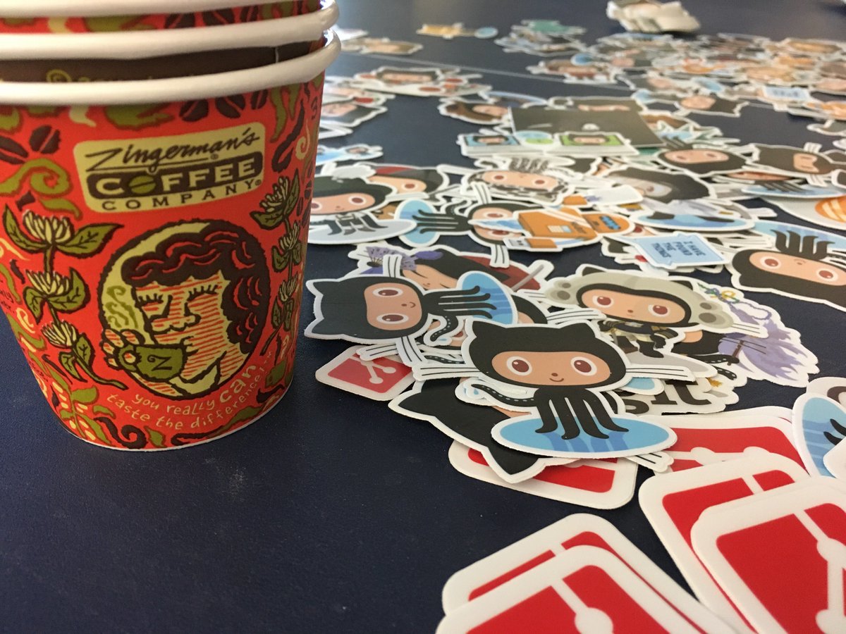 GDIAnnArbor's tweet photo. Nothing beats starting your day with @zingermans coffee, and some @github swag! #gdia2 #annarbor #girldevelopit ☕️ https://t.co/TdTk9o5PJ5