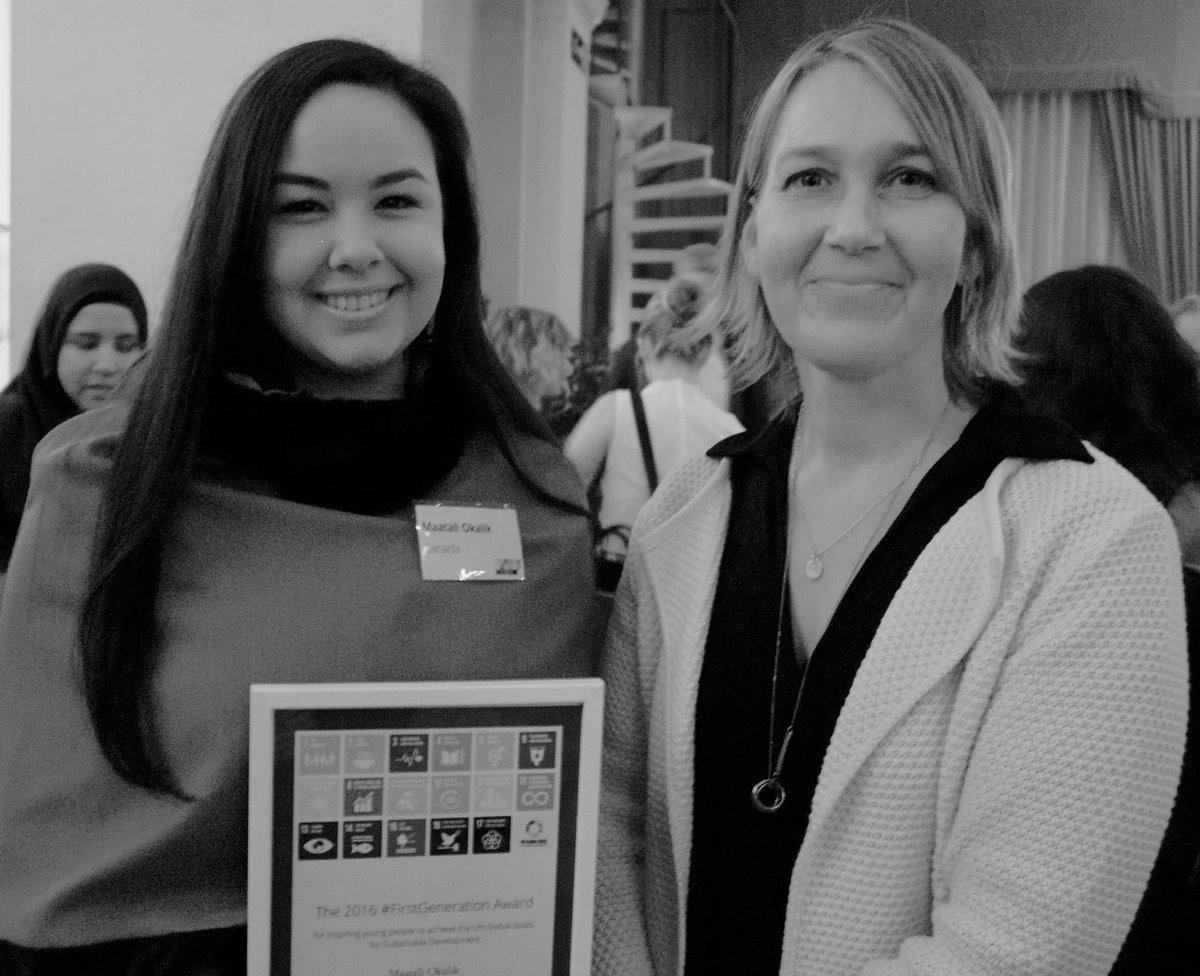 Maatalii's tweet photo. I was honoured to receive a @UN #FirstGenerations Award in Stockholm, Sweden. W/ Swedish State Secretary @UlrikaModeer!
#InuitYouth #CdnPoli https://t.co/WuJd11VD90