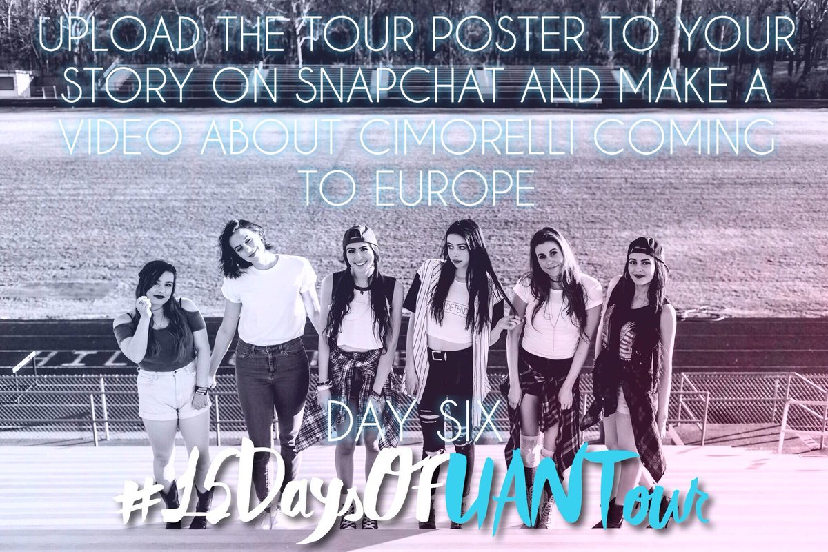 Cimorelliband's tweet photo. RT if you wanna win FREE VIP TICKETS to see us in EUROPE!!! Days six of #15DaysOfUANTour ! https://t.co/QPeaNmexqO